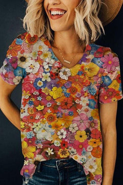 Romantic Floral Painting Baggy Shirt