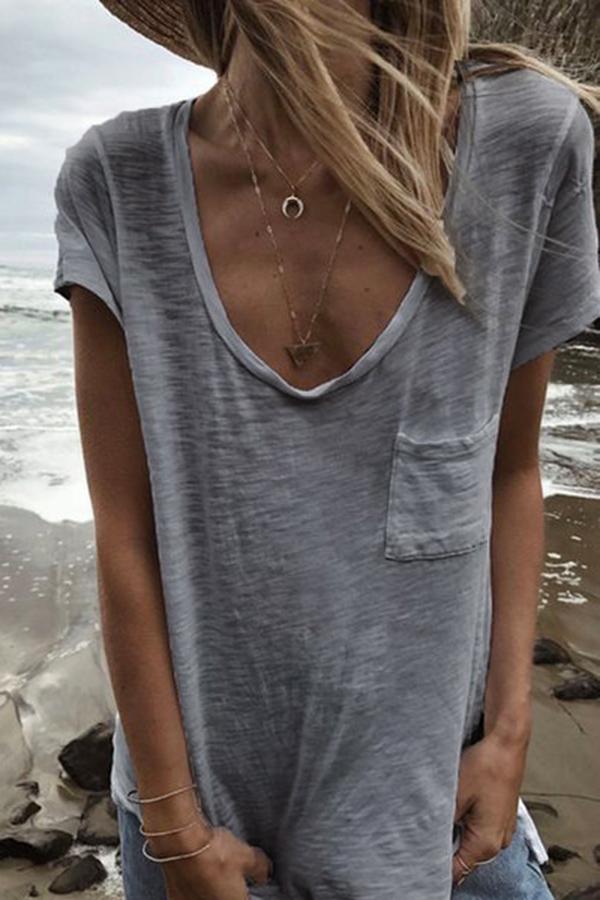 Casual Solid Color Big Collar Baggy Shirt