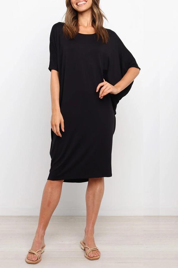 Bat Sleeves Solid Color Loose Dress