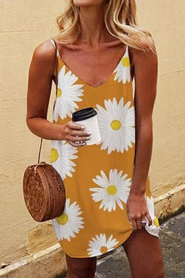 Smart Daisy Print Baggy Sling Dress