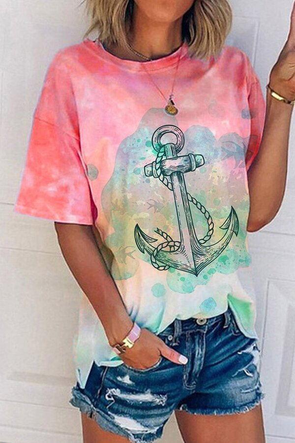 Anchor Gradient Round Neck T-shirt