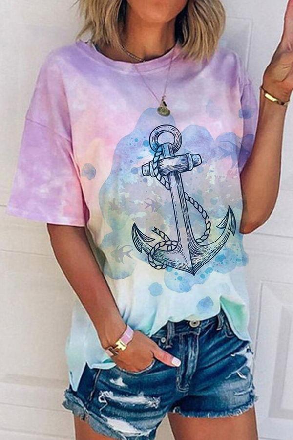 Anchor Gradient Round Neck T-shirt