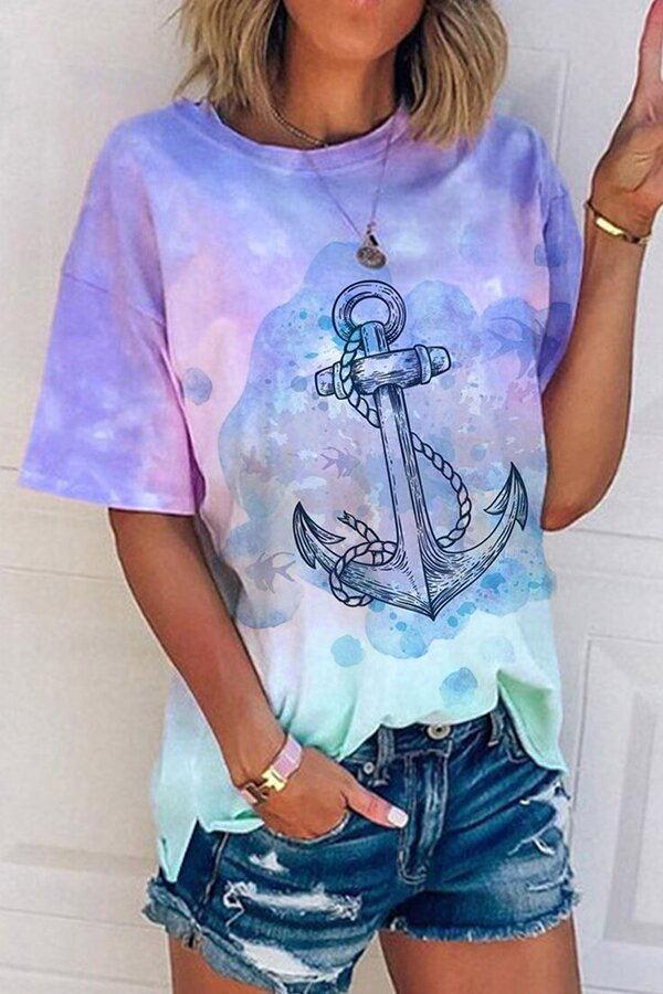 Anchor Gradient Round Neck T-shirt