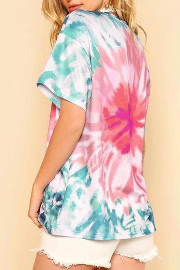 Fashion Gradient Print Short Sleeved T-shirt