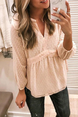 Polka Dot Long Sleeve Chiffon Blouse