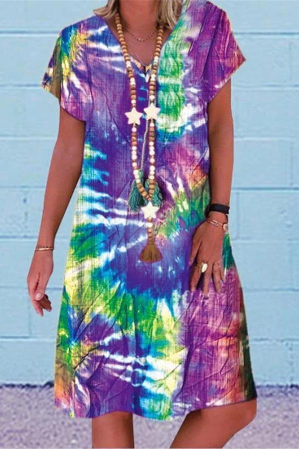 Stylish Trendy Tie Dye Colorful Dress