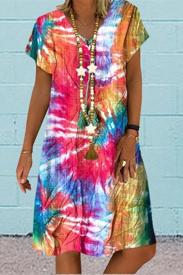 Stylish Trendy Tie Dye Colorful Dress