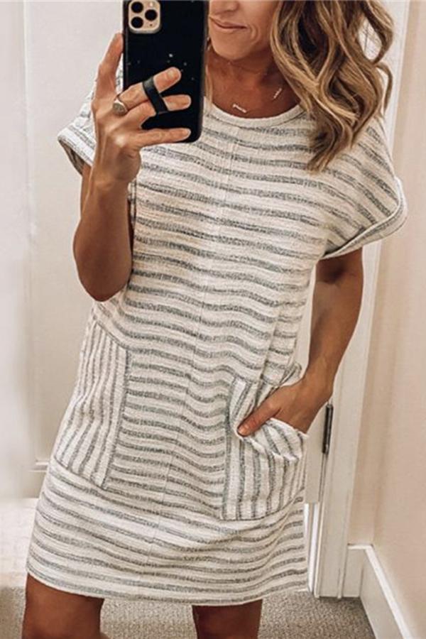 Girly Striped Print Slim Dress