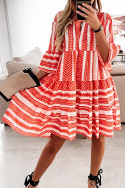 Princess Striped Print Bohemia Lacing Dress