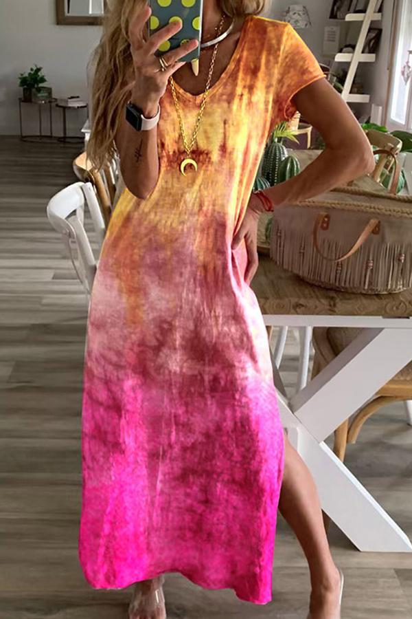 Stylish Color Gradient Baggy Dress