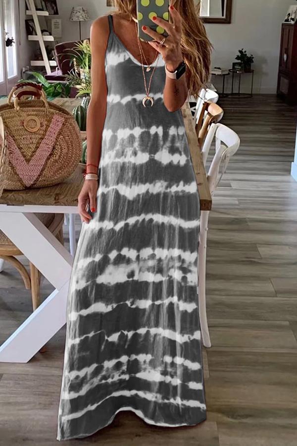 Cozy Tie-dye Sleeveless Long Dress