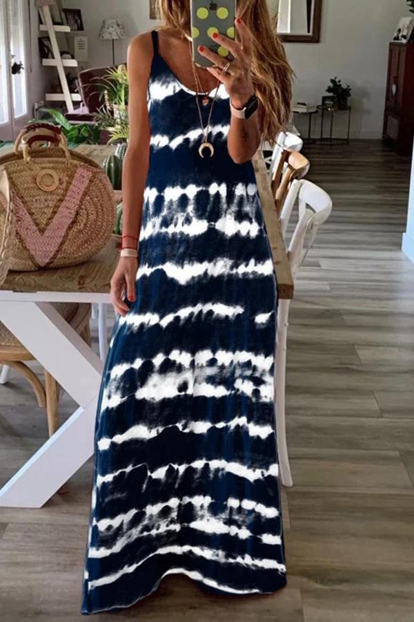 Cozy Tie-dye Sleeveless Long Dress