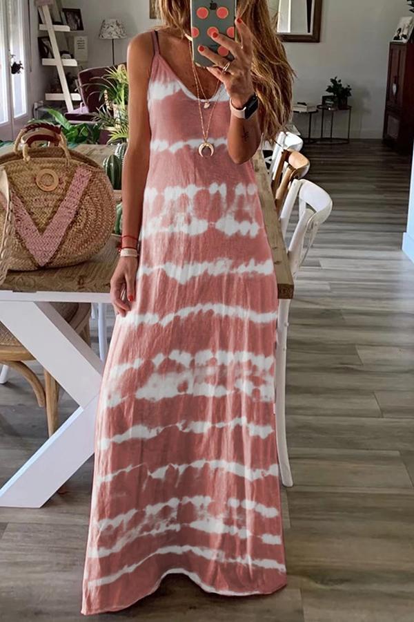 Cozy Tie-dye Sleeveless Long Dress