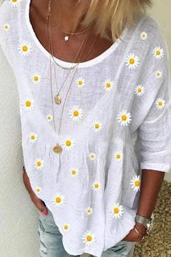 Daisy Printed Bracelet Sleeve T-shirt