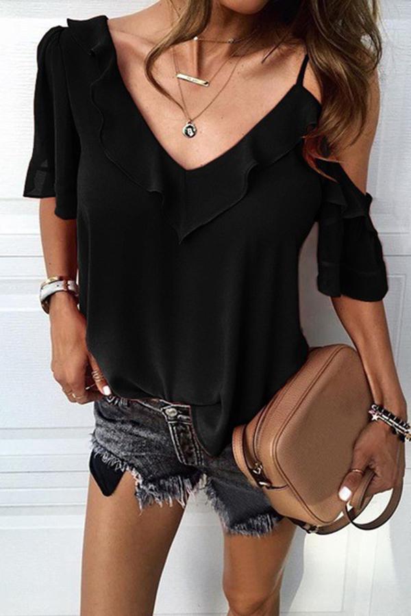 Irregular Ruffled Sling T-shirt