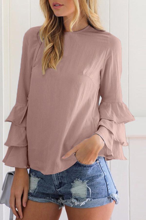 Trendy Stack Sleeve Chiffon Blouse