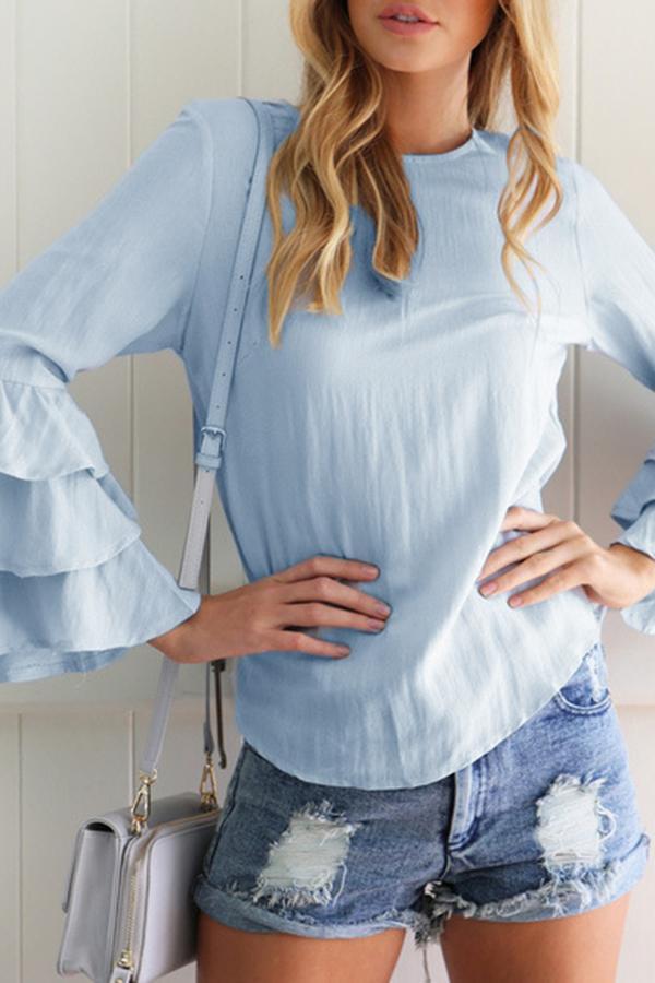 Trendy Stack Sleeve Chiffon Blouse