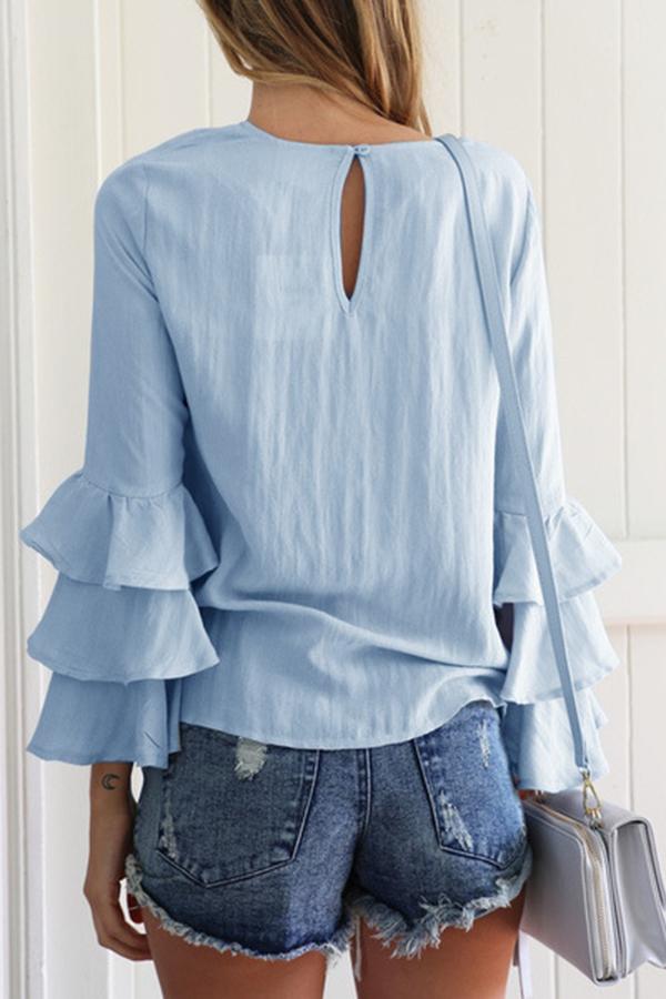 Trendy Stack Sleeve Chiffon Blouse