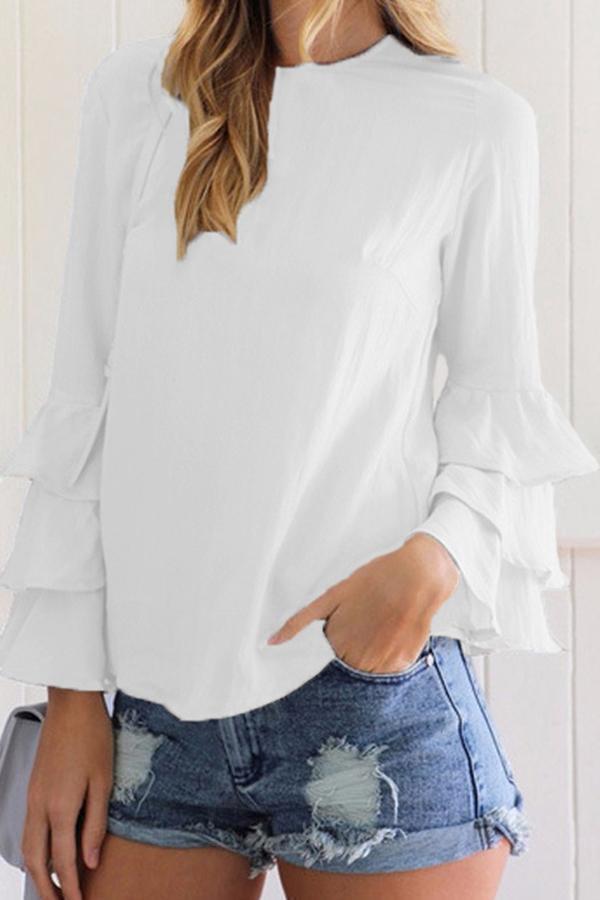 Trendy Stack Sleeve Chiffon Blouse