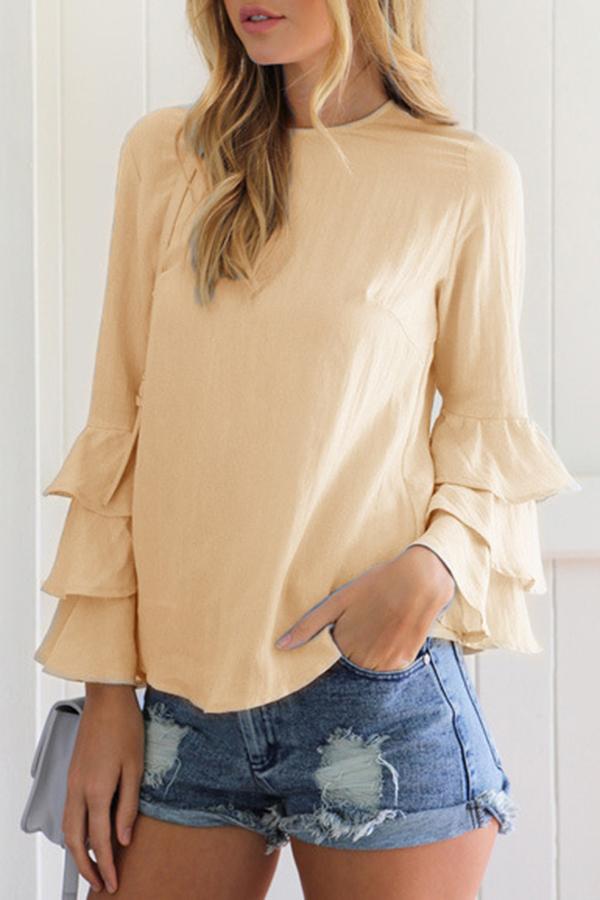 Trendy Stack Sleeve Chiffon Blouse