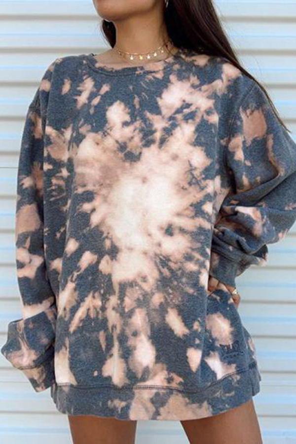 Tie-dye Print Long-sleeved T-shirt