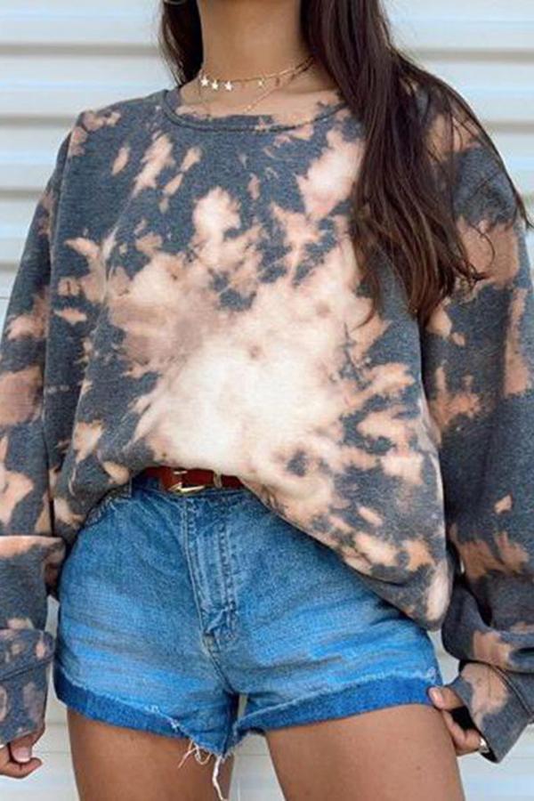 Tie-dye Print Long-sleeved T-shirt