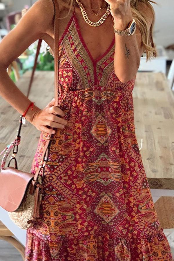 Bohemian Holiday Printed Dress