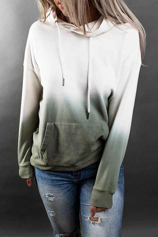 Gradient Hooded Long Sleeve Sweatshirt