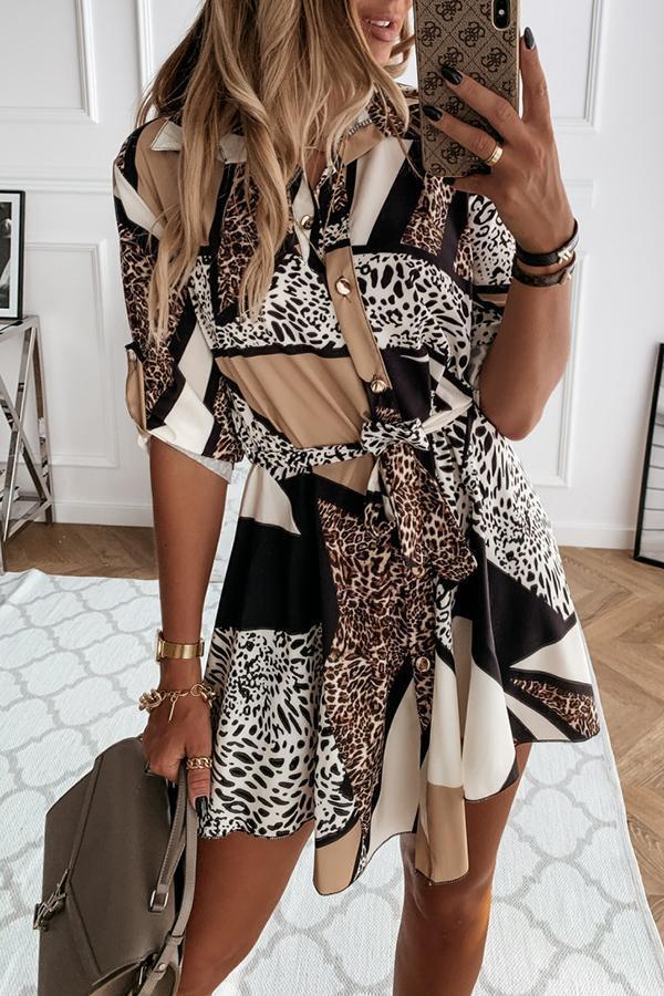 Leopard Print Shirt Dress