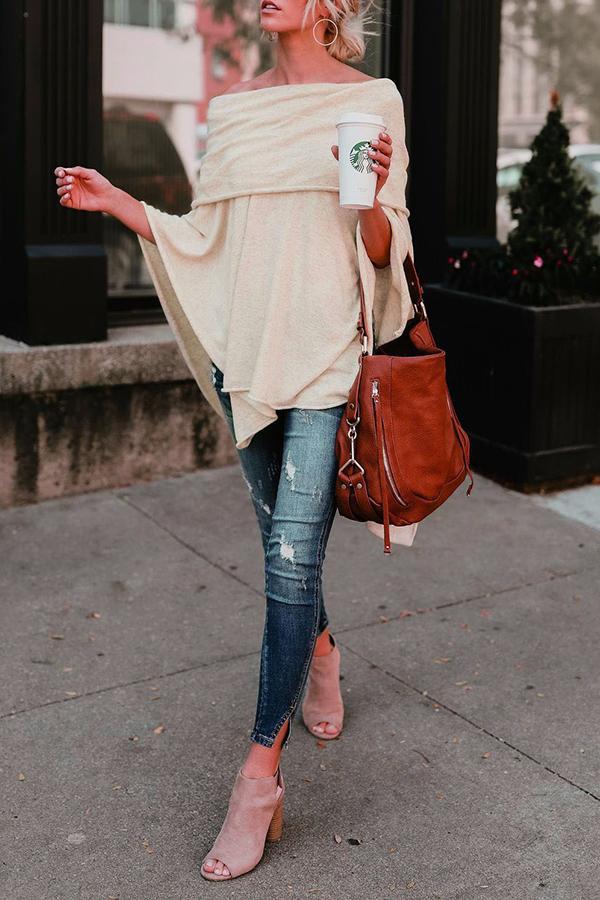 Irregular Solid Color Blouse £¨Two Ways To Wear