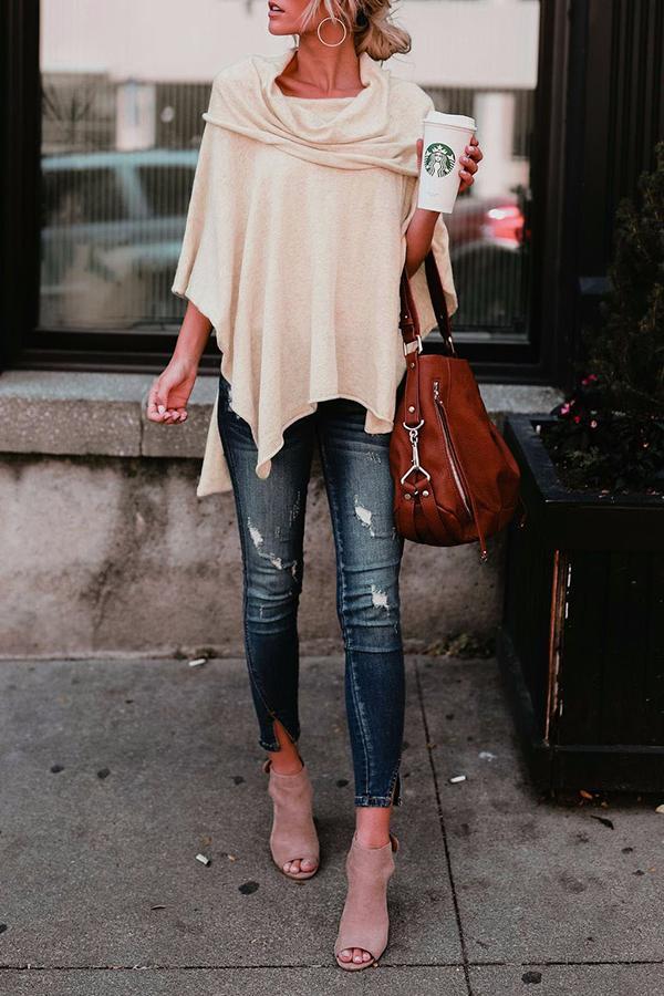 Irregular Solid Color Blouse £¨Two Ways To Wear