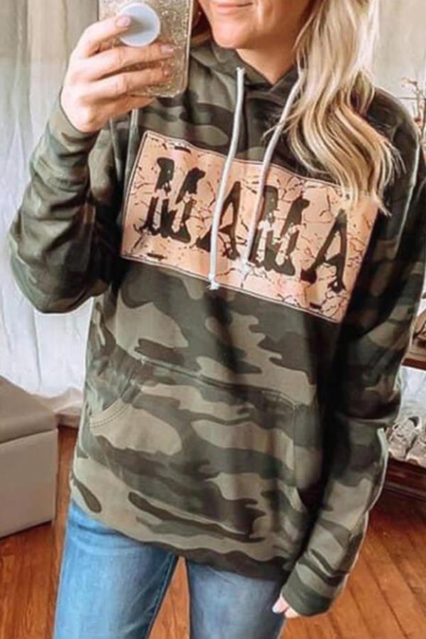 Long Sleeve Camouflage Hooded Sweatshirt