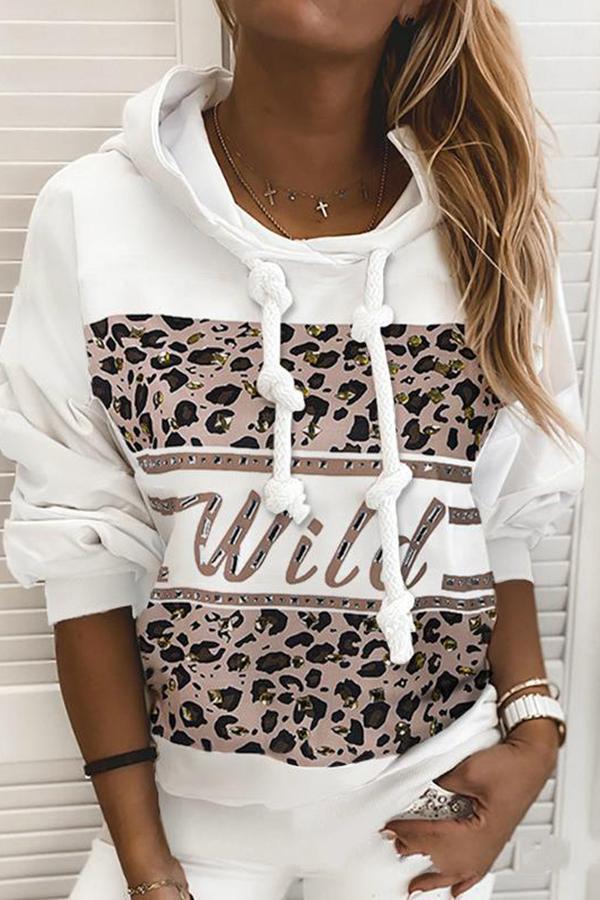 Long Sleeve Patchwork Hooded Sweatshirt