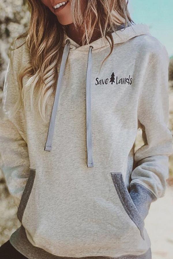 Long Sleeve English letter Hooded Sweatshirt