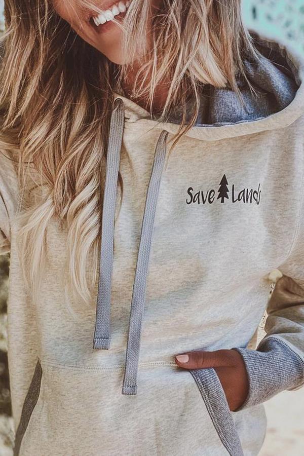 Long Sleeve English letter Hooded Sweatshirt