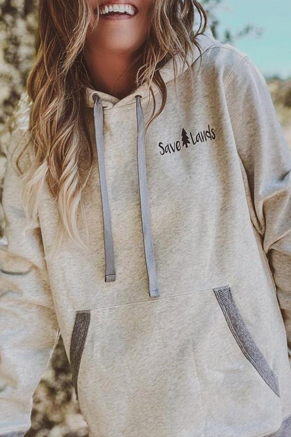 Long Sleeve English letter Hooded Sweatshirt