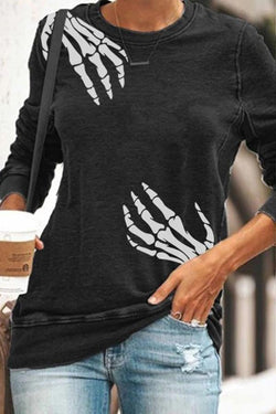 Halloween Skull Hand Print Sweatshirt