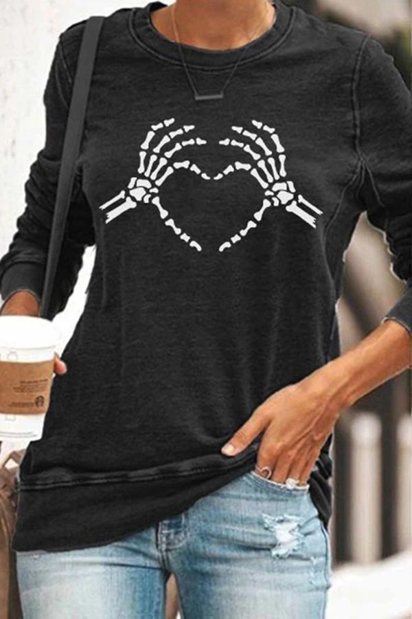 Halloween Skull Hand Print Sweatshirt