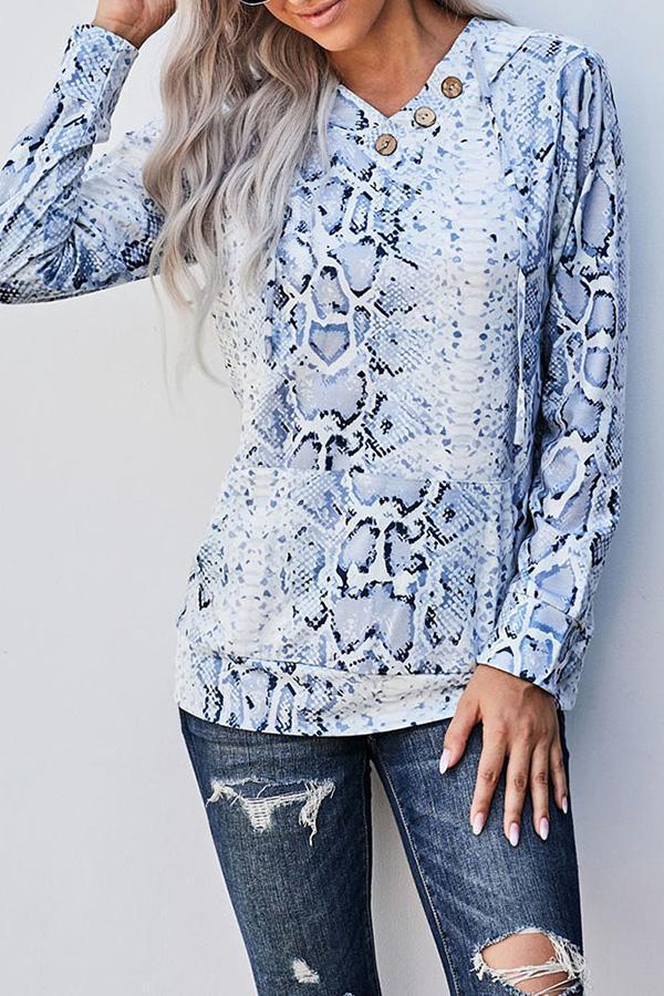 Pattern Hood Long Sleeve Sweatshirt