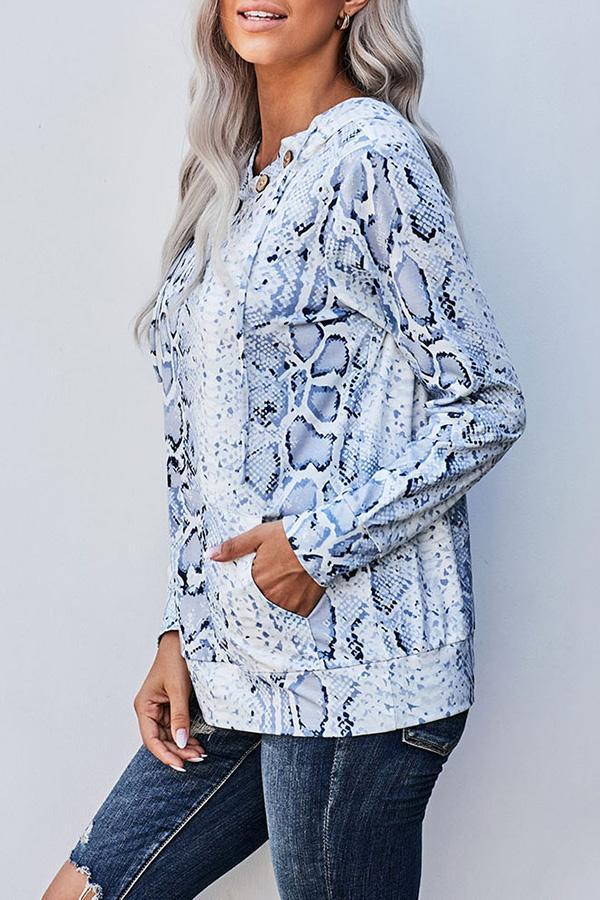 Pattern Hood Long Sleeve Sweatshirt