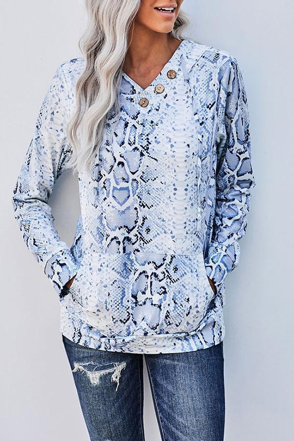 Pattern Hood Long Sleeve Sweatshirt