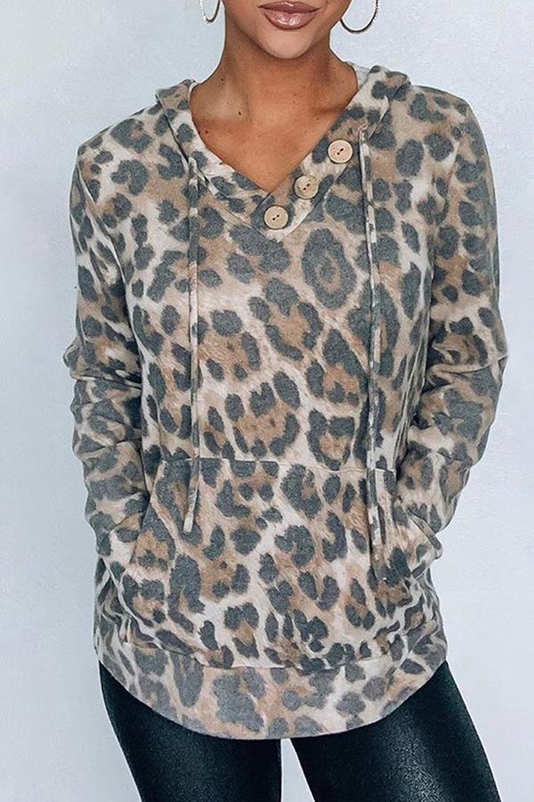 Pattern Hood Long Sleeve Sweatshirt