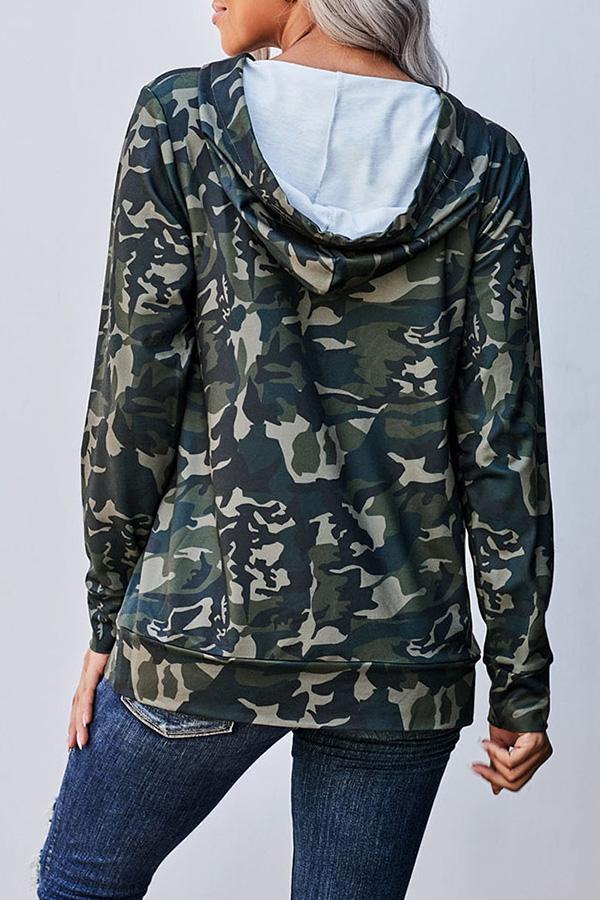 Pattern Hood Long Sleeve Sweatshirt