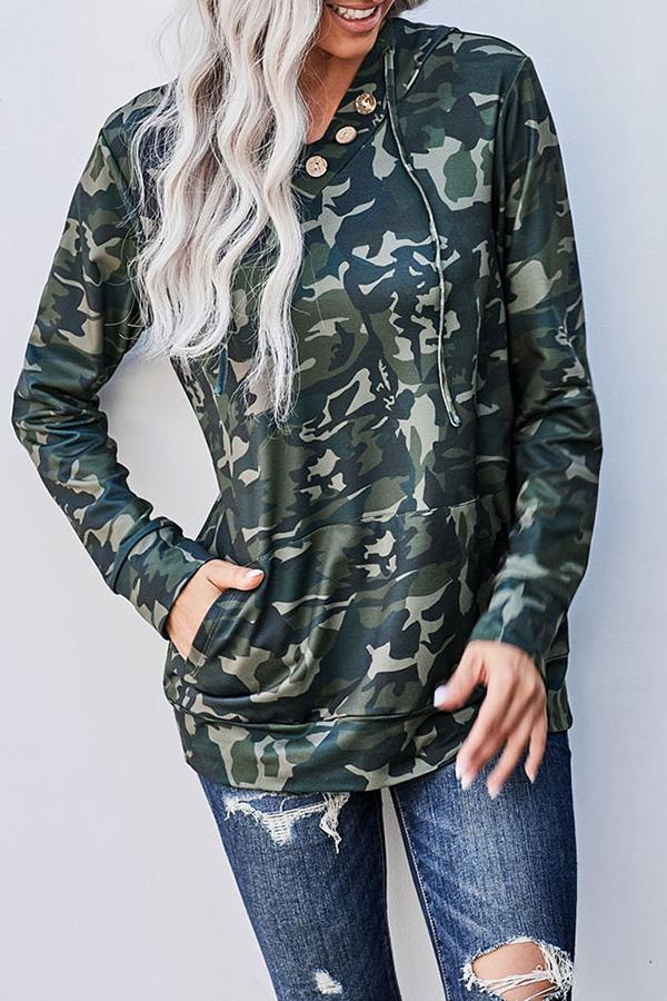 Pattern Hood Long Sleeve Sweatshirt