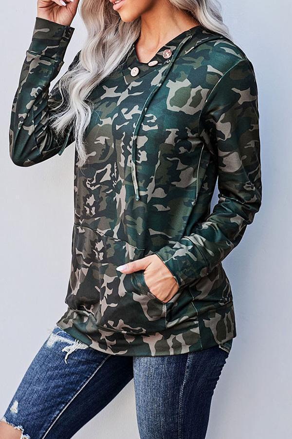 Pattern Hood Long Sleeve Sweatshirt