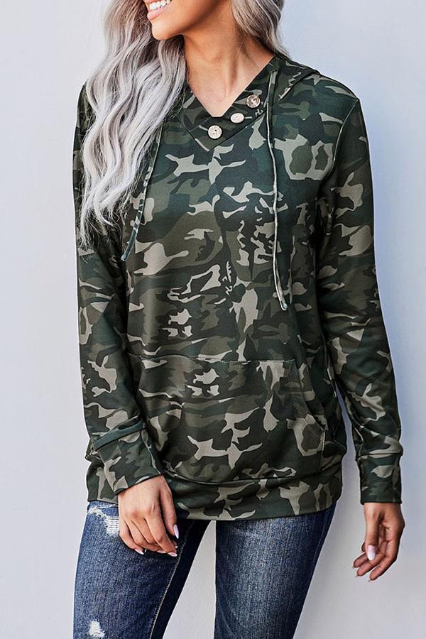 Pattern Hood Long Sleeve Sweatshirt