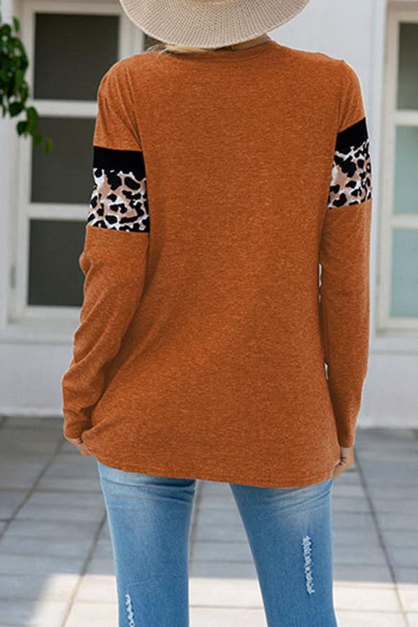 Leopard Print Round Neck Blouse