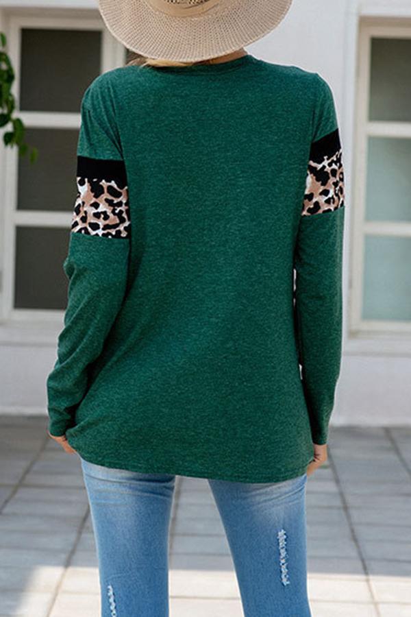 Leopard Print Round Neck Blouse