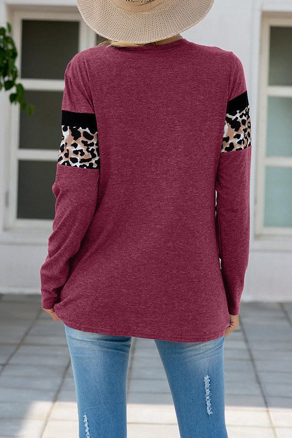 Leopard Print Round Neck Blouse