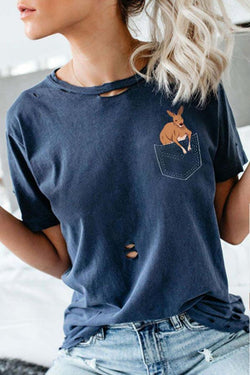 Short SleeveElk Round Neck T-Shirt